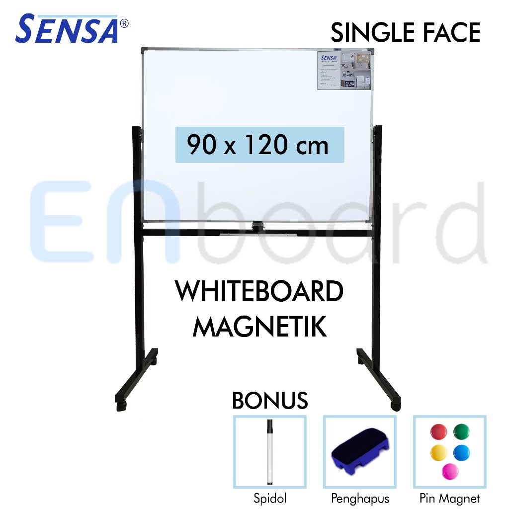 

Papan Tulis Whiteboard / White Board Standing Magnet Single Face Sensa 90 x 120 cm