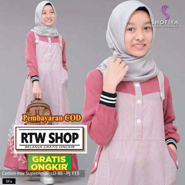 Gamis Anak Dress Umur 9 10 11 tahun Set Kerudung / Pakaian Anak Murah Berlabel Baju Sekolah Agama Ng