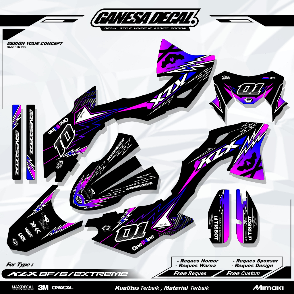 Decal Stiker KLX BF 150 Premium Full Body - Sticker Dekal Motor Kawasaki KLX BF 150 / G Extreme Trai