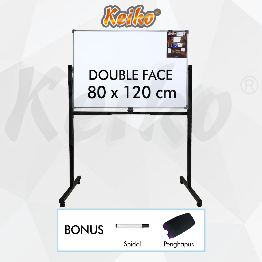 

Papan Tulis Whiteboard / White Board Standing Double Face Keiko 80 x 120 cm