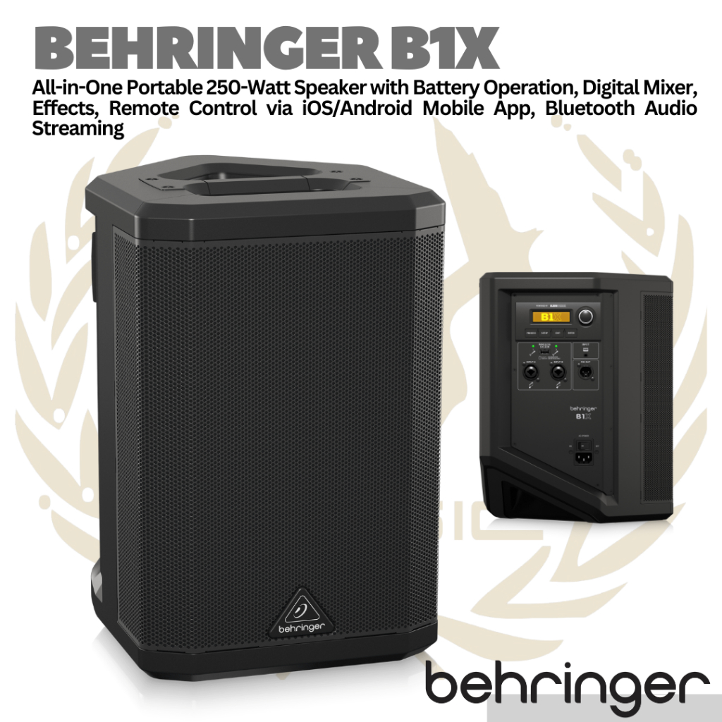 Behringer B1X 250watt Portable Speaker with Built in Battery, Digital Mixer, Effects, Remote Control