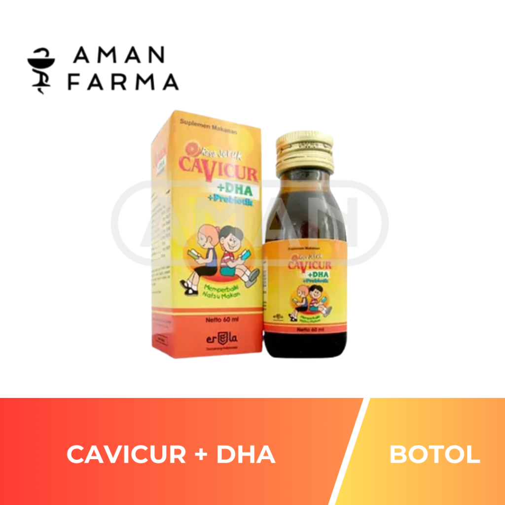 CAVICUR DHA SIRUP / Vitamin Anak / Sirup Membantu Menunjang Perkembangan Otak Anak / 1 Botol 60 ml