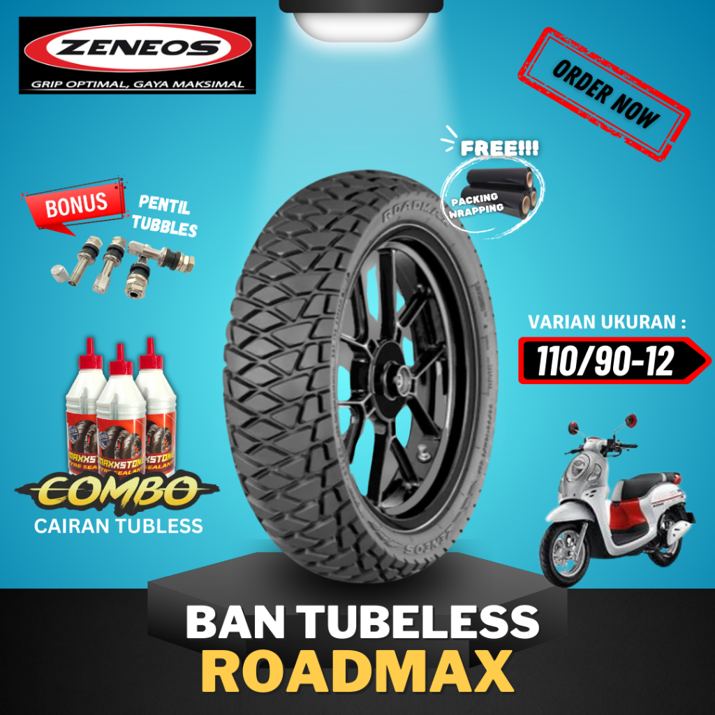 PROMO [READY COD] BAN ZENEOS ROADMAX ( 110/90-12 ) RING 12 / BAN TUBELESS ZENEOS RING 12 BAN MOTOR
