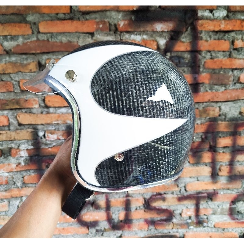 Slimhead Helmets 500Ttx RAW Custom Free Topi Pet. Helm Vespa, Helm Harley Davidson, Helm Choppers