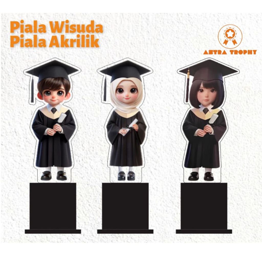 Piala Wisuda Toga Hitam Akrilik Custom