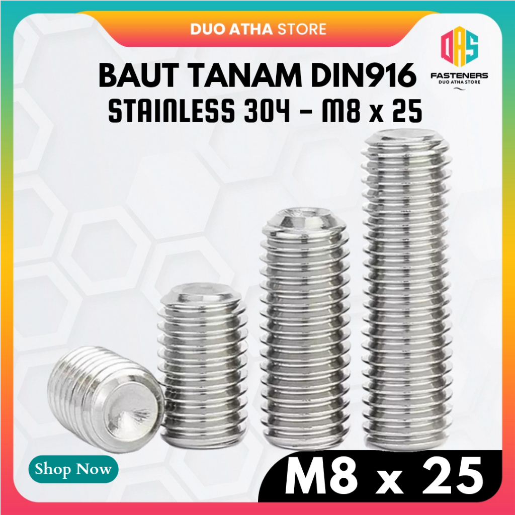 Baut Tanam L M8 x 25 / L-Set Socket M8x25 Stainless SS304