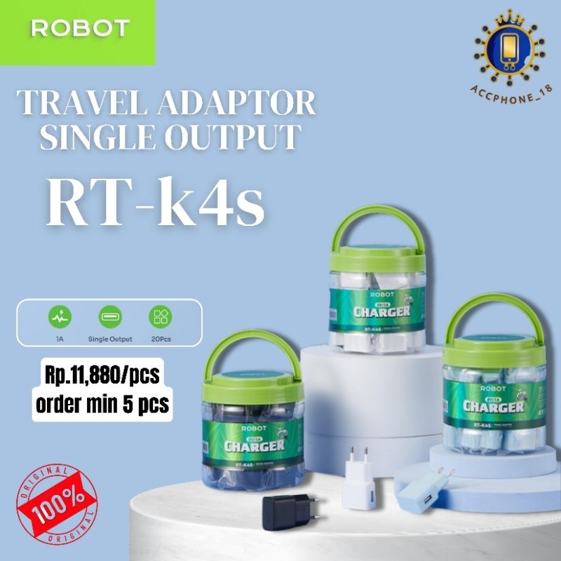 Rp. 11.880 Min order 5 Pcs //ROBOT Batok kepala casan 5V/1A RT-K4/K4s original