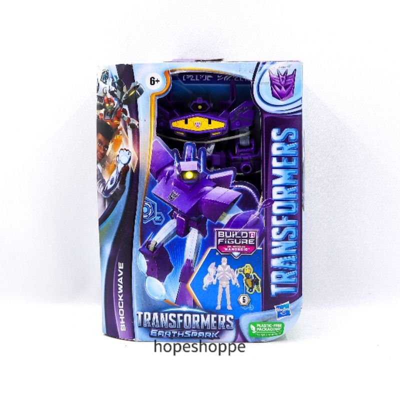 Transformers Earthspark Shockwave Deluxe Class Action Figure Original Hasbro with BAF Mandroid
