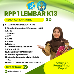 

RPP 1 LEMBAR PEND. AG. KHATOLIK SD KURIKULUM 2013