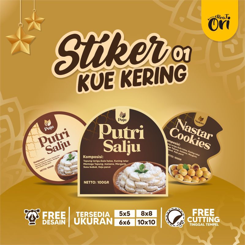 

Cetak Stiker Toples kue kering I stiker hari raya idul Fitri✔️idul adha✔️stiker murah free cutting