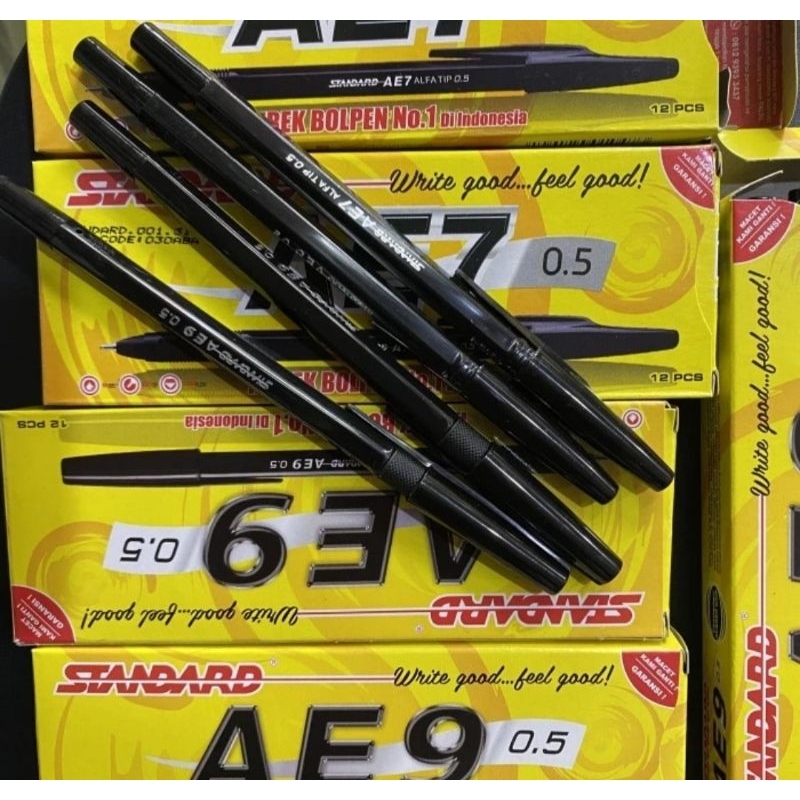 

pulpen standard AE7 standard isi 12 pcs pen warna hitam biru merah AE-7 bolpen hitam