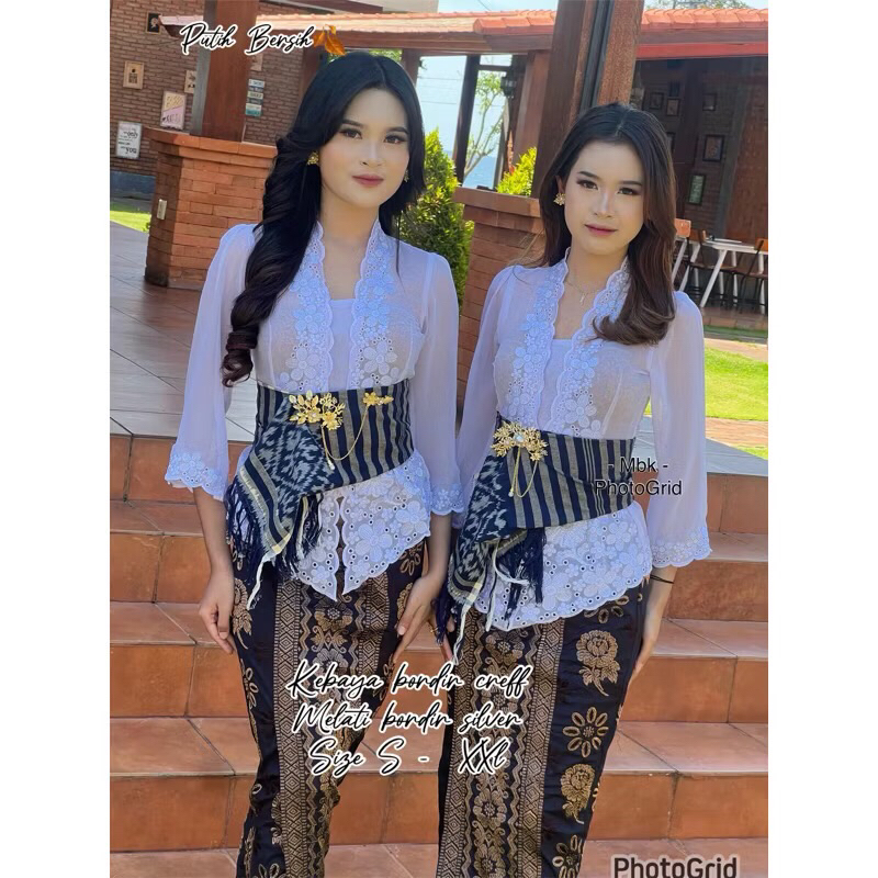kebaya bordir spesial putih tangan lonceng