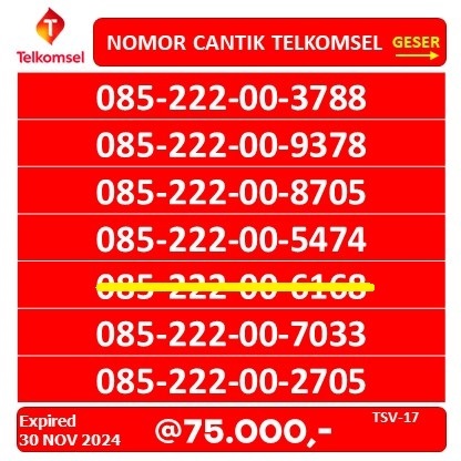 Kartu Perdana Nomor Telkomsel Cantik Bagus