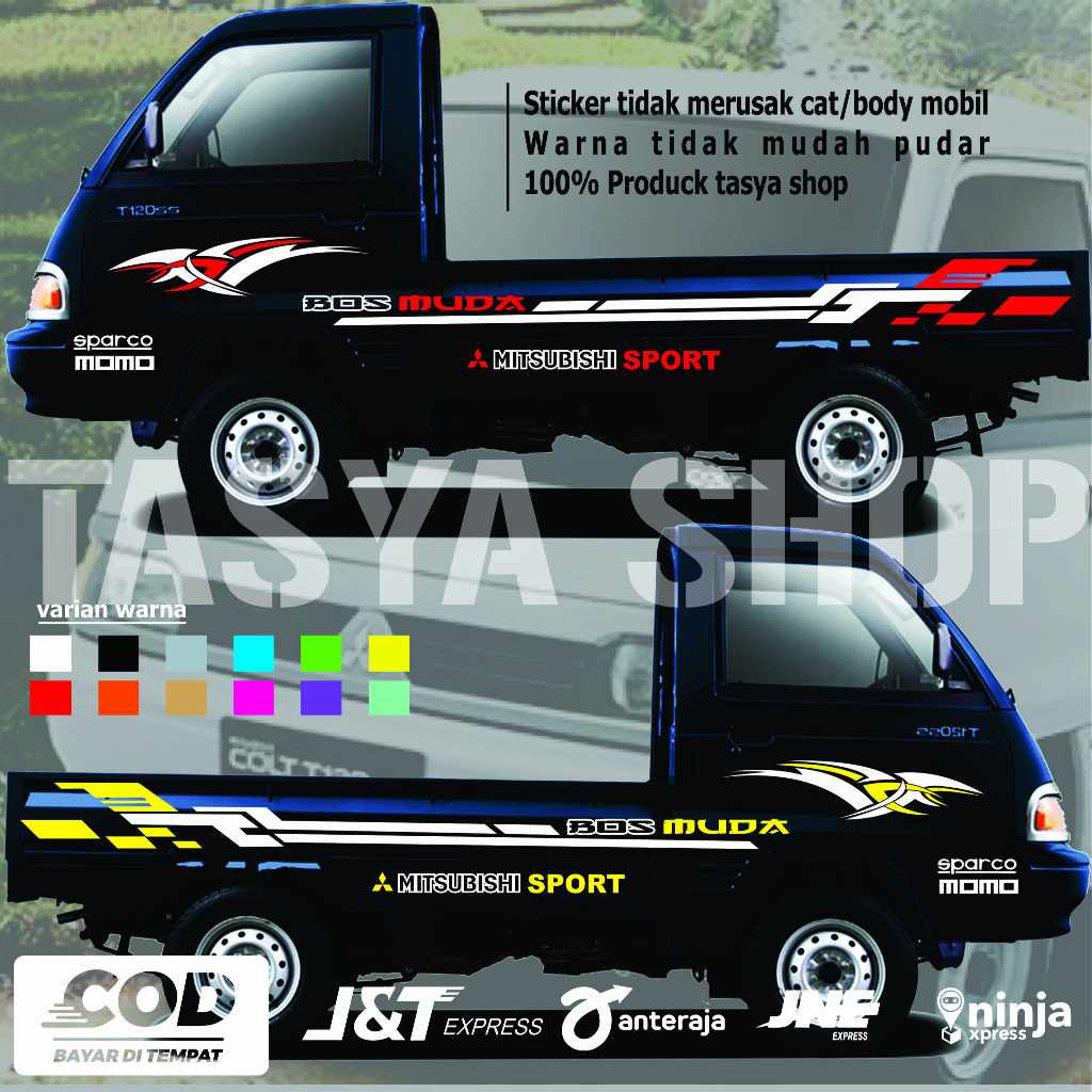 Sepasang Stiker Mobil Pick Up mitsubishi t120 ss Stiker Pick Up Colt T 120ss terlaris warna menarik