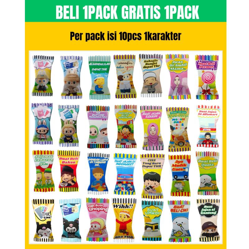 

BELI 1PACK GARTIS 1PACK amplop thr lebaran 2025 unik bentuk bentuk permen 10pc