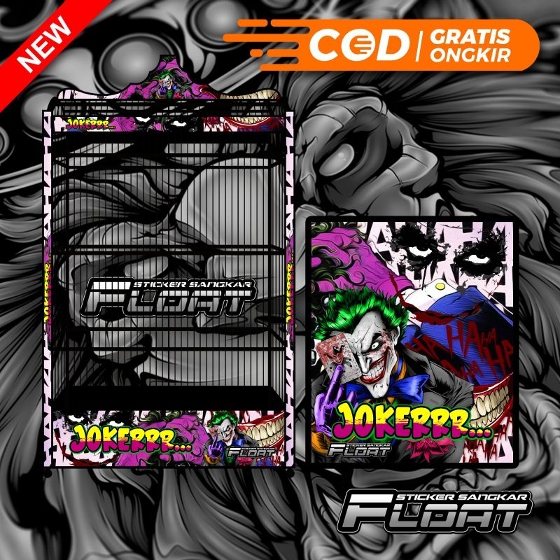 STIKER DECAL SANGKAR KOTAK KANDANG BURUNG REPLIKA GEPENGAN KOHSAN DIAMOND BRO MOTIF JOKER NEW