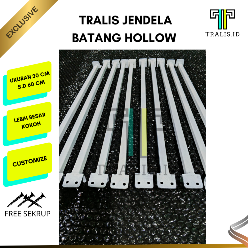Teralis Tralis Jendela Batang Portable Hollow 1.5 cm x 1.5 cm