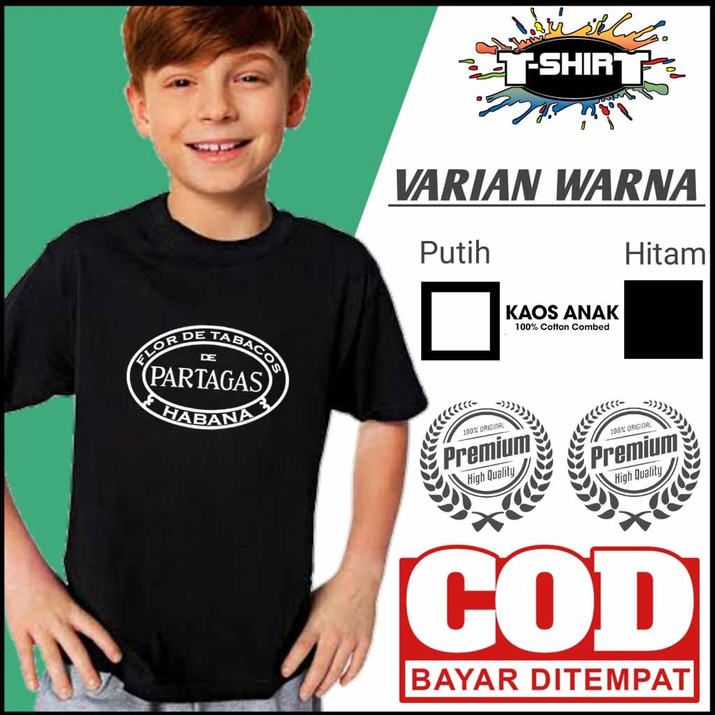 Kaos De Partagas Habana Tshirt Anak Umur 2 s/d 12 Tahun
