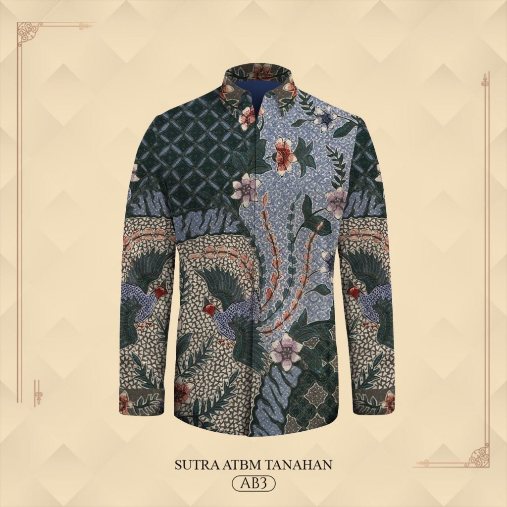 Kemeja batik pria lengan panjang bahan atbm sutera jumbo xxxl pria Kemeja batik anak muda Bahan bati