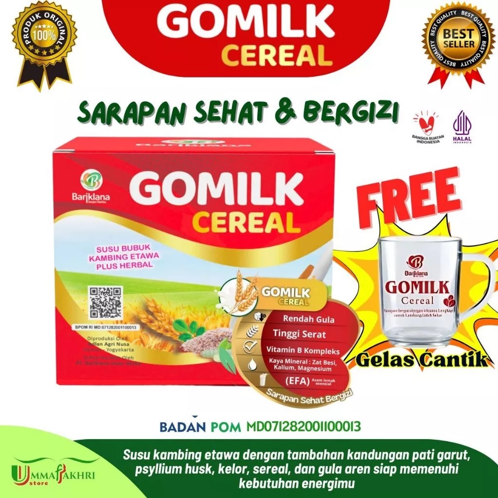 

Gomilk Cereal Plus Gula Aren 1 Box isi 10 Sachet Netto 250gr
