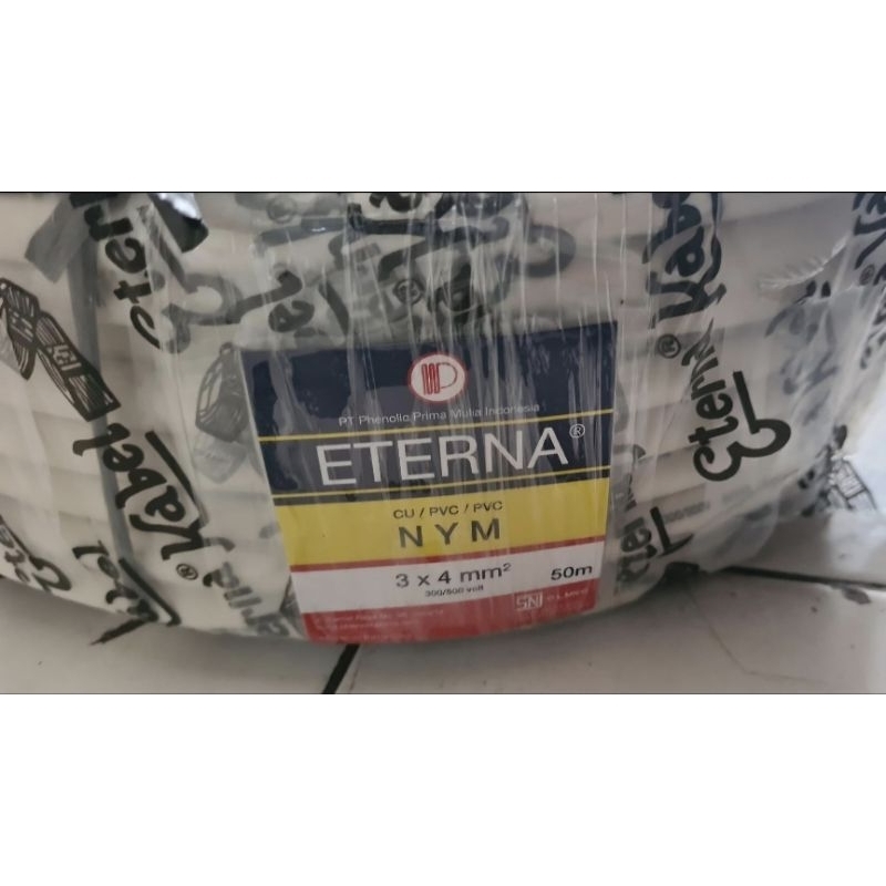 Kabel Listrik NYM 3x4 Eterna Putih Kawat NYM 3 x 4 Eterna Roll 50Meter / 100 Meter
