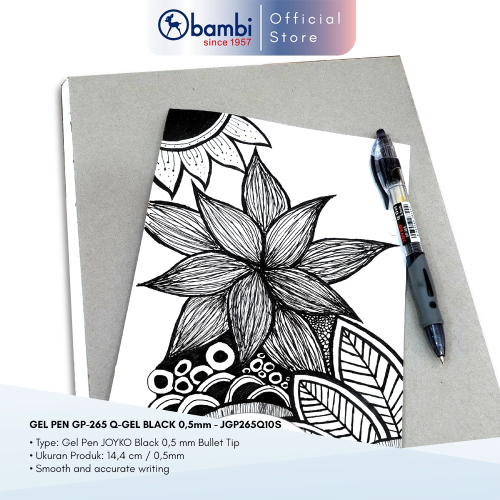 

Joyko Ballpoint / Pulpen Gel Pen GP-265 Q Black 0.5 mm