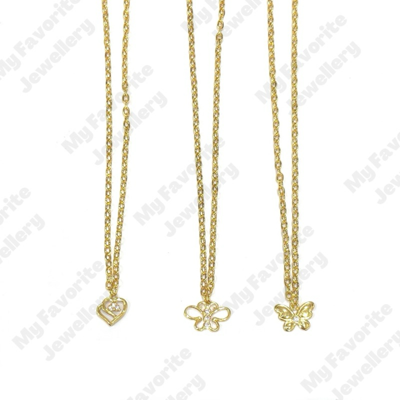 Kalung Anak Variasi Love dan Kupu Kupu Emas Asli Kadar 875