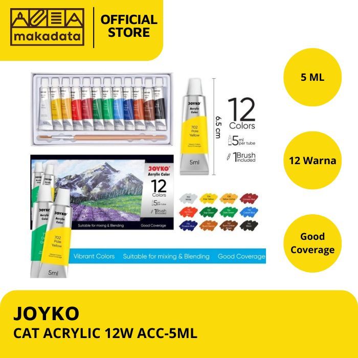 

CAT AKRILIK / ACRYLIC JOYKO 12 WARNA 5ML (1 SET) MURAH