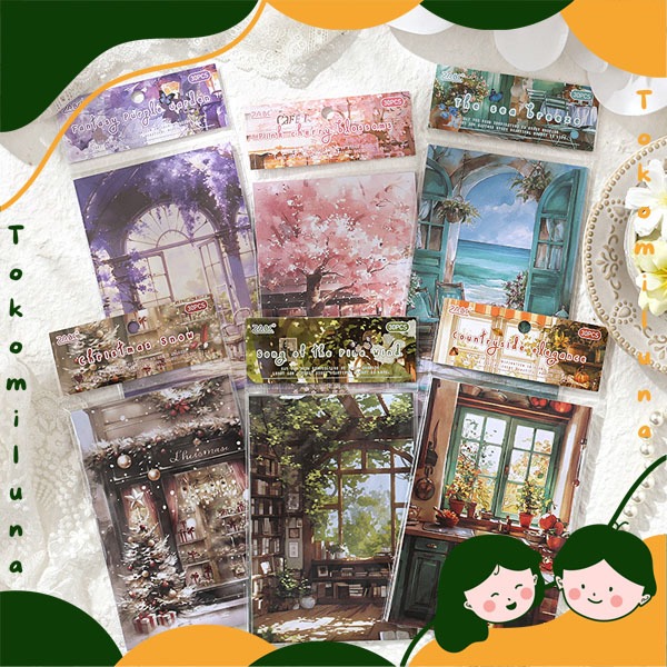 

1 set isi 30 lembar dawn impression deco paper aesthetic diy journaling vintage retro kertas hias dekorasi jurnal diary HB1923