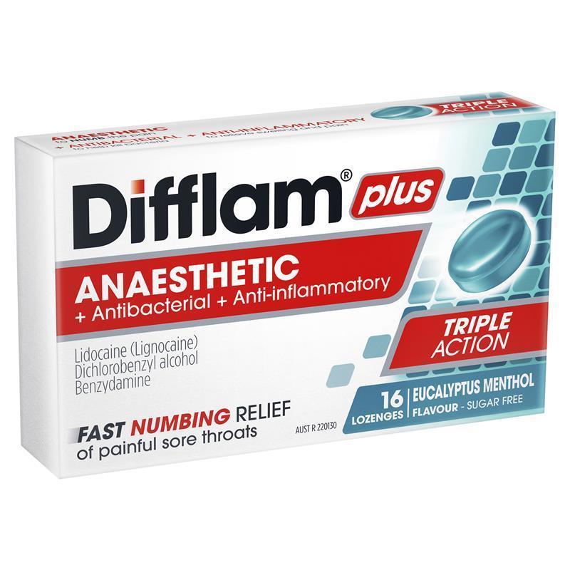 

Difflam Plus Sugar Free Eucalyptus Menthol 16 Lozenges Australia