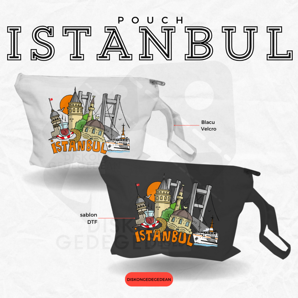 Diskongedegedean Pouch Souvenir Istanbul Turki Dompet Oleh Oleh Turkey Bahan Blacu dengan Resleting 