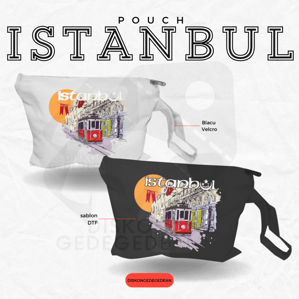 Diskongedegedean Pouch Souvenir Istanbul Turki Dompet Oleh Oleh Turkey Bahan Blacu dengan Resleting 
