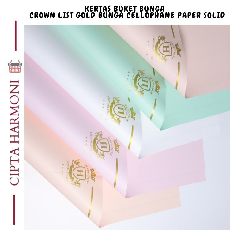 

20 LEMBAR Flower Wrapping Paper Crown List Gold Bunga Cellophane Kertas Bunga Solid Florist KB084