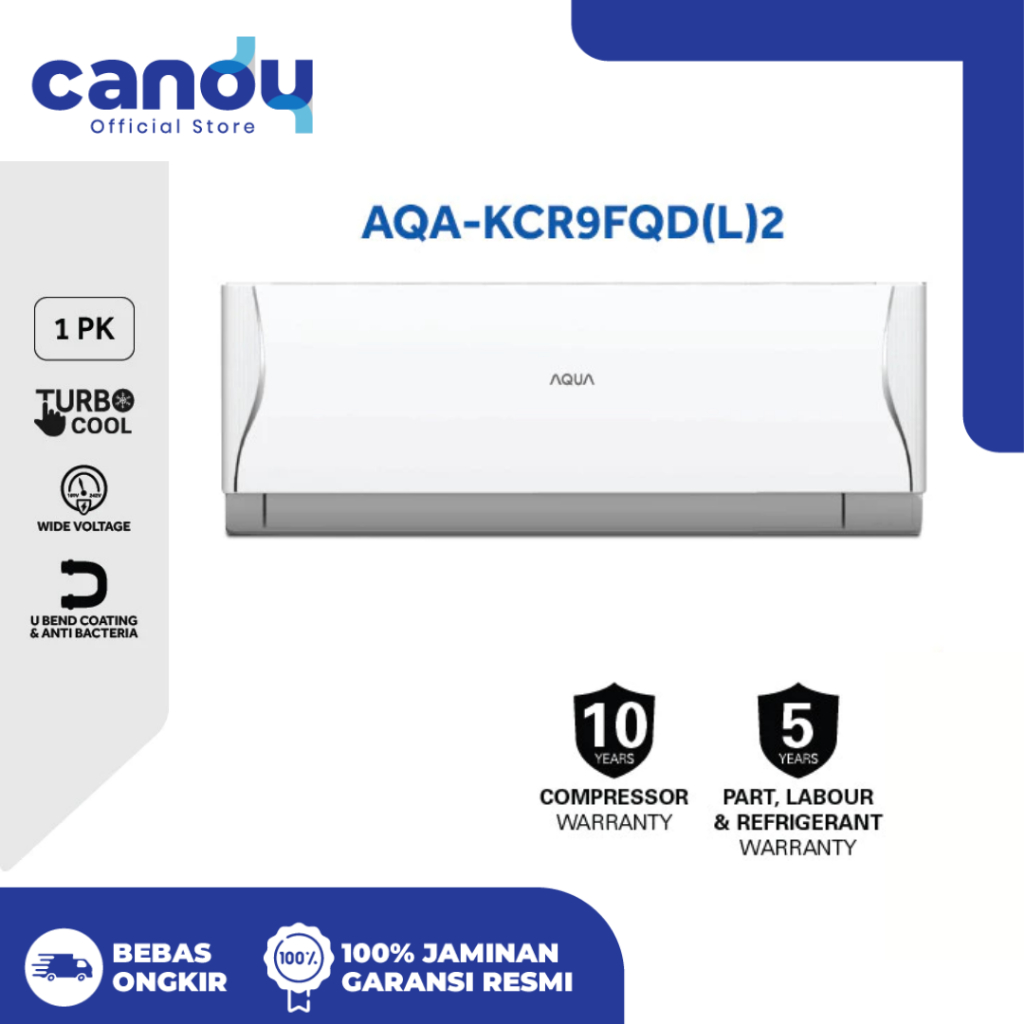 Candy Official Store - AQUA Elektronik Turbo Cool Air Conditioner AC 1PK AQA-KCR9FQDL