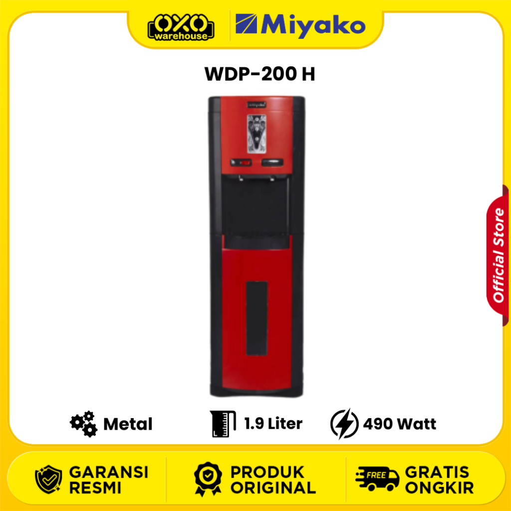 Miyako Dispenser WDP-200 H Pemanas Air Otomatis Galon Bawah Low Watt Garansi Resmi
