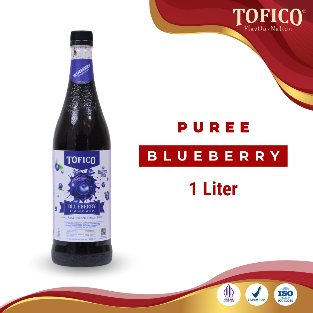 

Blueberry Puree Tofico / Blueberry Pure Premium 1 Liter / Tofico Syrup Official