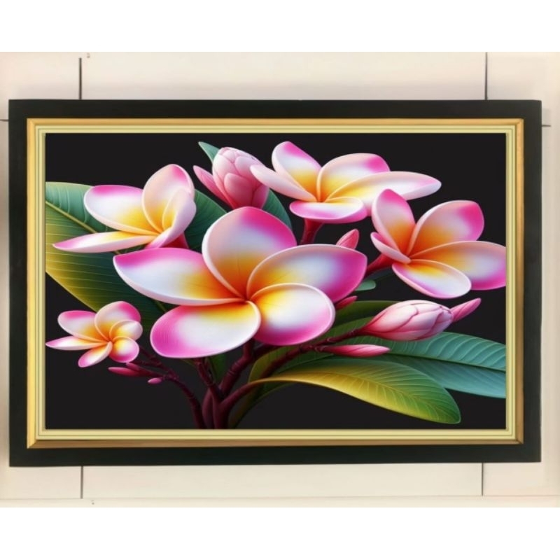 hiasan dinding lukisan cetak bunga Jepun bali landscape plus figura ukuran 65*45