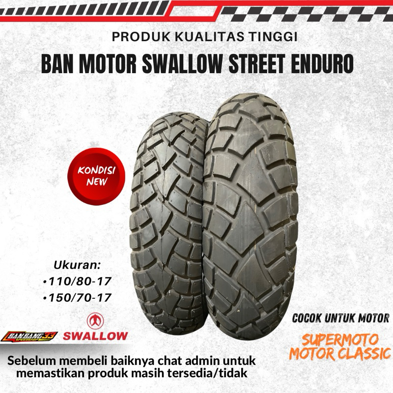 Ban Motor Classic Xsr,Supermoto Swallow Street Enduro SB117 110/80-17//150/70-17