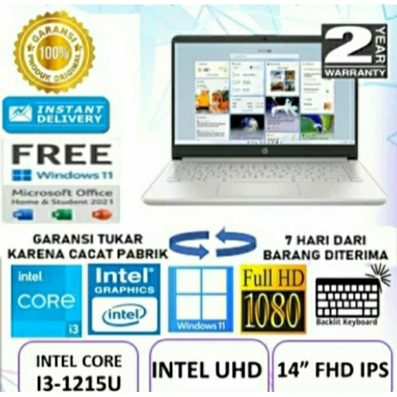laptop hp 14s core i3 1215u resmi