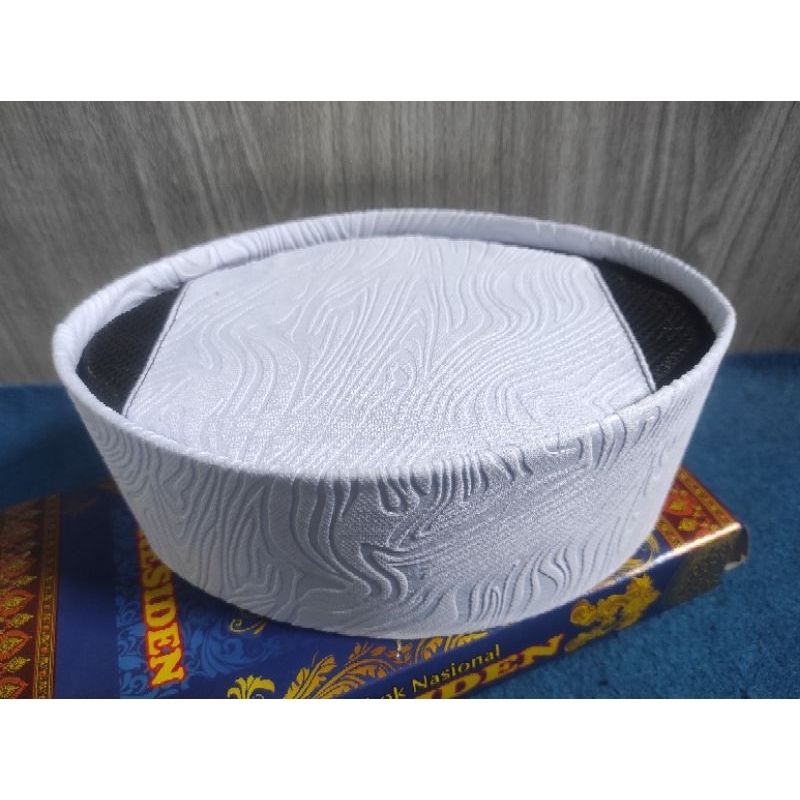 Kopyah peci songkok putih kain embos COD jahitan rapi murah keren berkualitas