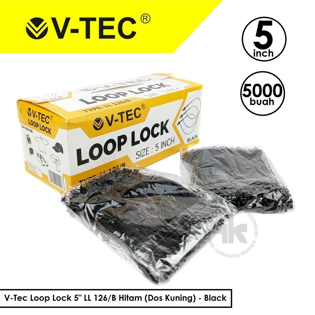 

VTec Loop Lock Tali hangtag 5 inch LL 126/B Hitam (Dos Kuning) - Black