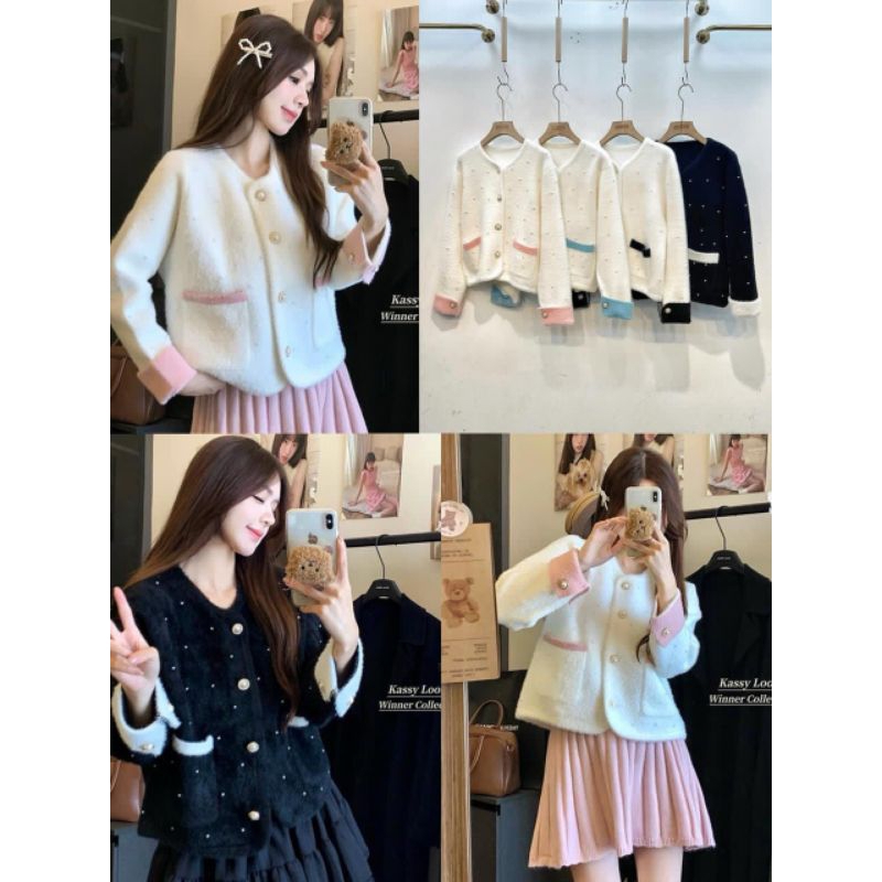 CARDIGAN OUTER BLAZER KOREA ATASAN LUARAN PAKAIAN WANITA STYLE PREMIUM IMPOR KNITWEAR RAJUT BULU MUR