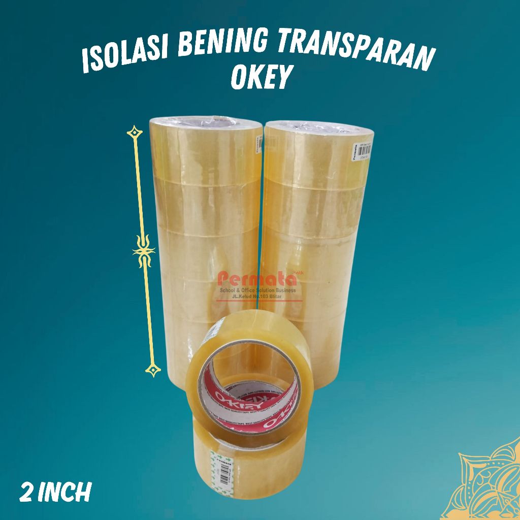 

Isolasi Transparan OKEY Ukuran 2 Inch/Lakban Bening Opp Trans Packing