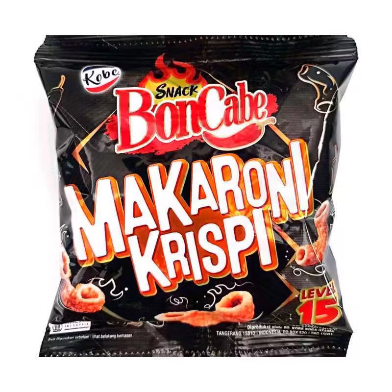 

Makaroni boncabe Mini renceng isi 10/ Kobe Snack Makaroni Crispi Bon cabe Lv 15 LV 10 30 gr/ Makaroni