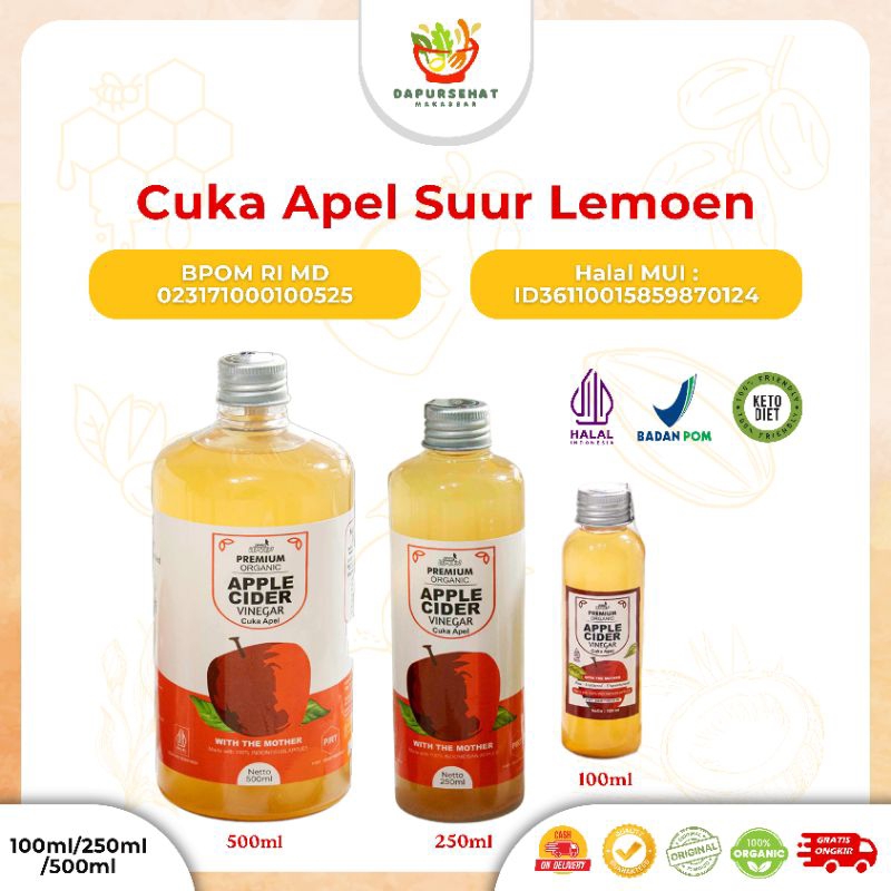 

CUKA APEL Apple Cider Vinegar | - 500 ml Premium CUKA APEL Organik With The Mother Untuk Diet Alami by Suur Lemoen