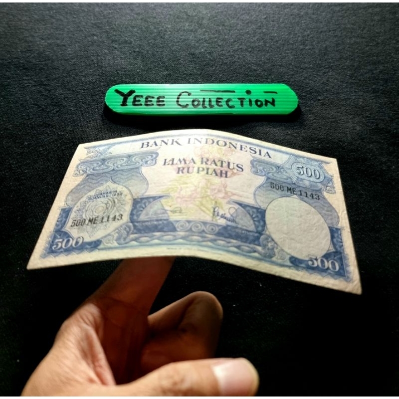 Uang Kertas Kuno 500 Rupiah Langka Seri Bunga 1959 - ME 1143