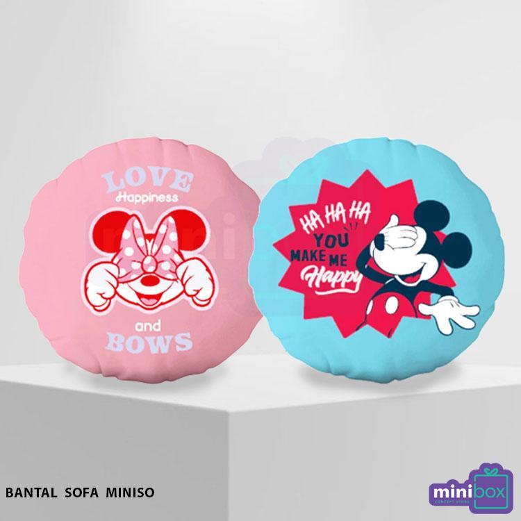 MINISO Koleksi Disney Mickey Mouse Minnie Bantal Bulat Seri Smiley bantal Sofa Pillow Sofa Cushion