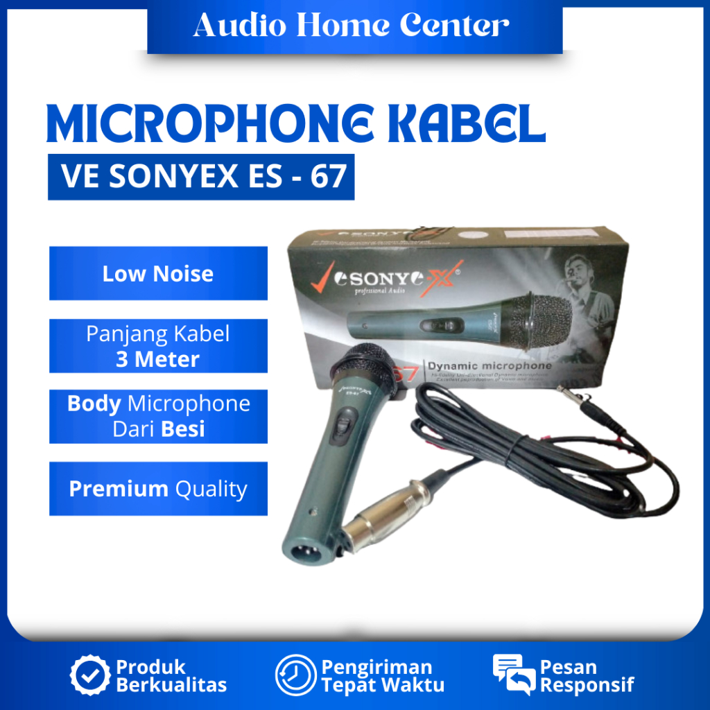 MICROPHONE KARAOKE VE SONYEX ES-67 MIC KABEL SUARA JERNIH MIKROFON KARAOKE MIC KABEL SUARA JERNIH