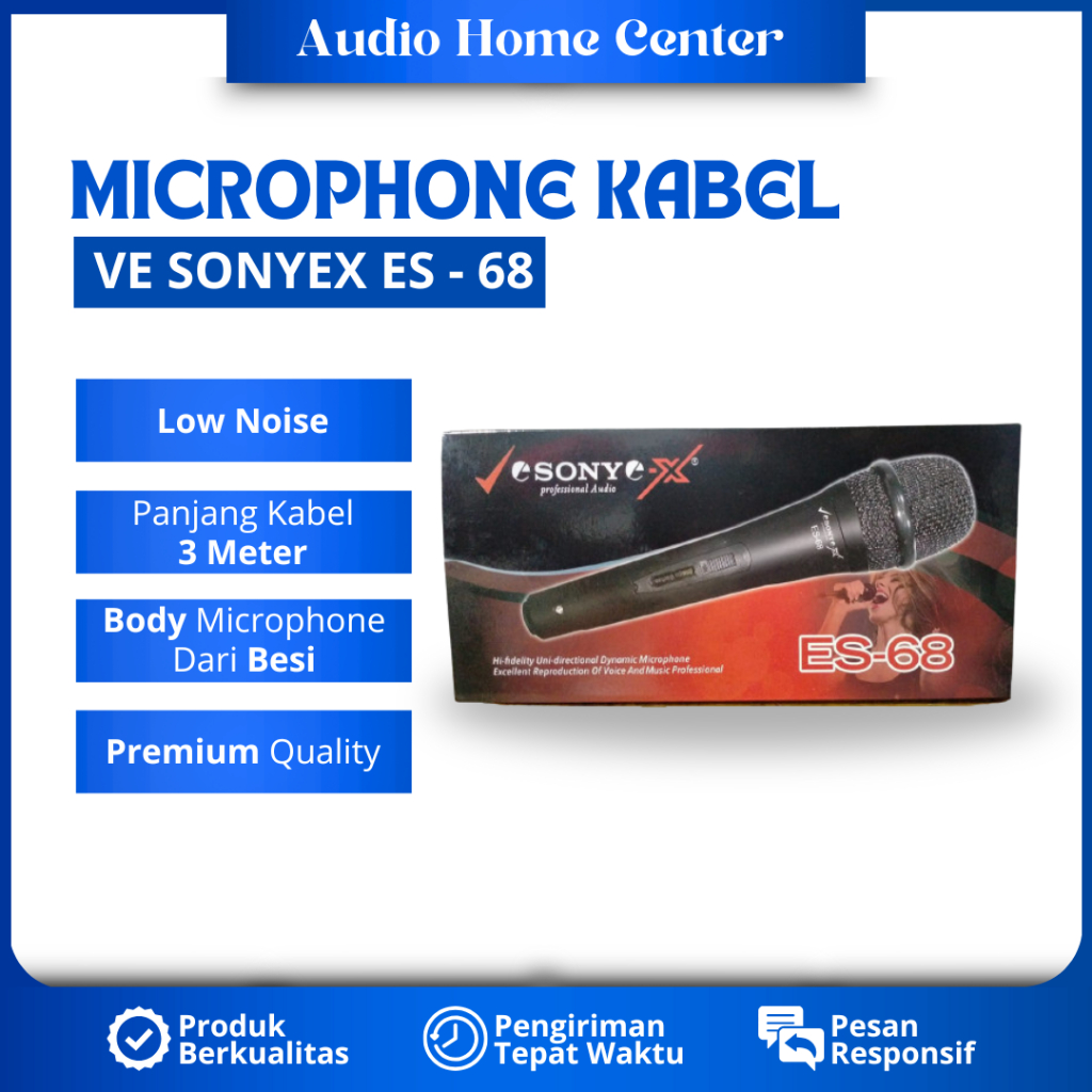 MICROPHONE KARAOKE VE SONYEX ES-68 MIC KABEL SUARA JERNIH MIKROFON KARAOKE MIC KABEL SUARA JERNIH