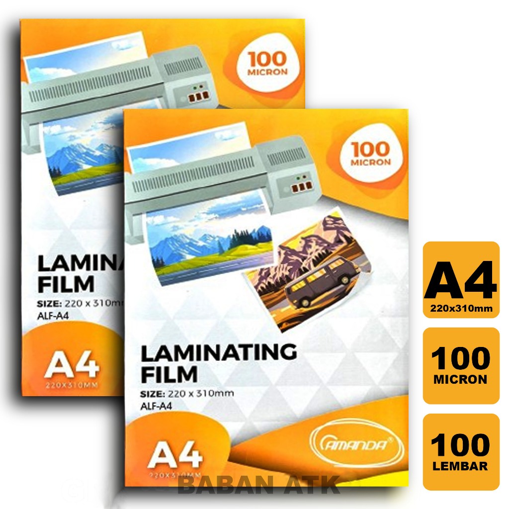 

Laminating Film A4 Amanda 100 Micron 1 Isi 100 Lembar ( 220 x 310 mm )